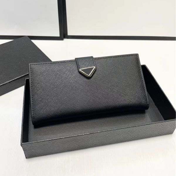 

long wallet card holder purse woman mens wallets designer coin purses zipper pouch genuine cowhide leather clutch bags triangle 5a 2023, Red;black