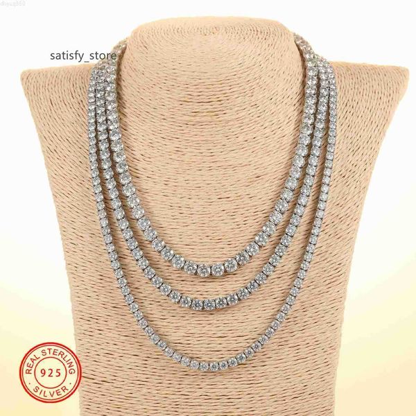 

2023 fashion jewelry iced out white gold plated 925 sterling silver aaaaa cz diamond cluster tennis chain necklace for women