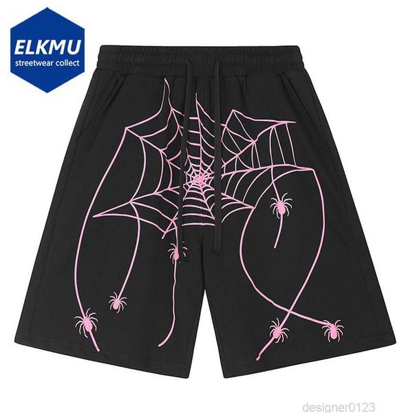

y2k shorts spider net printed men summer fashion casual loose shorts joggers harajuku streetwear hip hop shorts, White;black