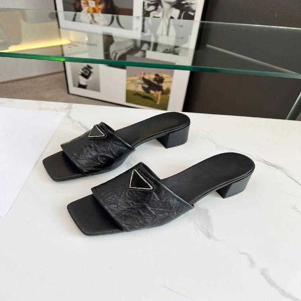 

women's new slippers summer fashion high heel sandals leather sandals, Black