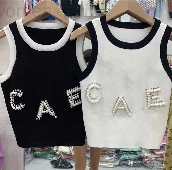 

women's tanks & camis designer designer high-quality knitted ice silk vest fashion letter crewneck sleeveless 0wd1, White