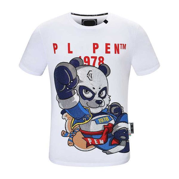 

phillip plain summer men's t-shirts fashion designer t shirts for men qp letter embroidery mens women clothing short sleeved tees gfuo, White;black