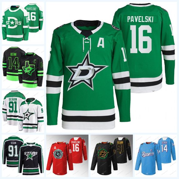

joe pavelski stars jersey tyler seguin roope hintz wyatt johnston ty dellandrea jamie benn esa lindell jake oettinger heiskanen evgenii dado, Black;red