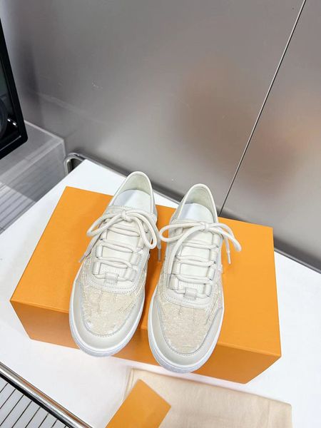 

2023 new luxury designer woman shoe leather lace up men fashion platform sneakers white black mens womens casual shoes 0607