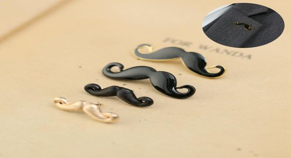 

new fashion black golden moustache enamel brooches pins small suit shirt collar lapel pins badge settings for men boy party wear w9934027, Gray