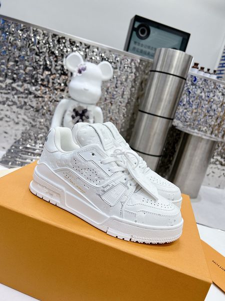 

men womens genuine leather boots designer shoes woman fashion outdoor falt sneakers mens platform leathers casual trainers 0607, Black