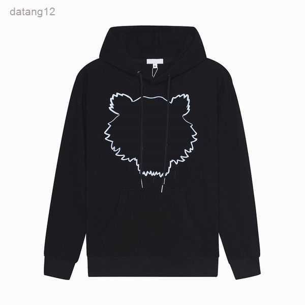 

designer fashion men women hoodie tiger head advanced embroidery round neck pullover autumn winter loose high street classic adr8 9rzu, Black