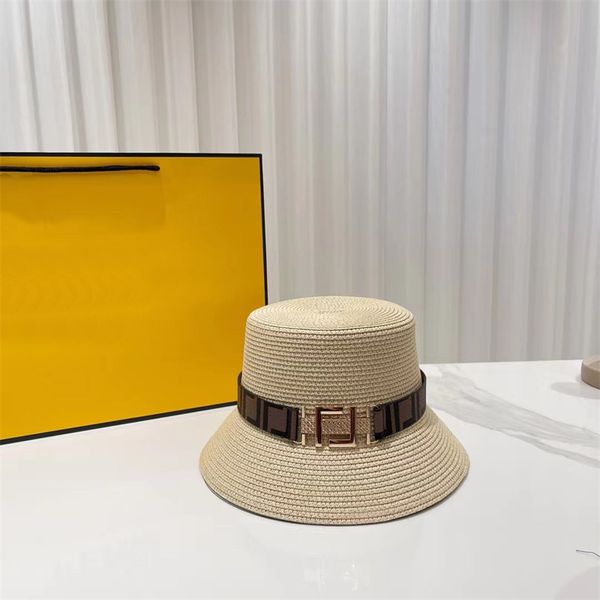 

wide designer straw hat woman beach hats ff bucket hat fashion men lady cap casquette summer sunhat small brimmed hats, Blue;gray