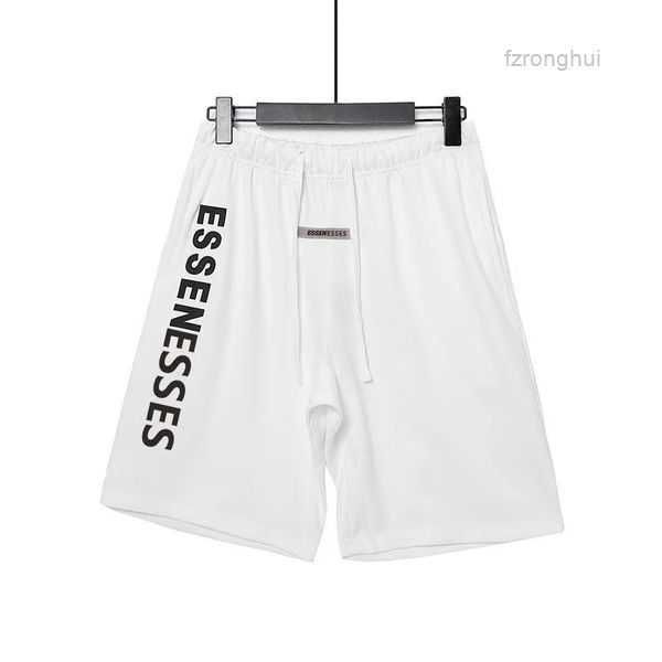 

ess fashion design shorts men's sports loose fit cotton plush 6 ft1, White;black