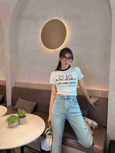 

women's jeans designer high end summer versatile single piece heavy industry nail drill rolled edge straight sleeve nine point 5jiy, Blue