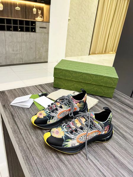 

2023 designer rhyton shoes multicolor sneakers men women trainers vintage chaussures platform sneaker strawberry mouse mouth shoe with box 3, Black