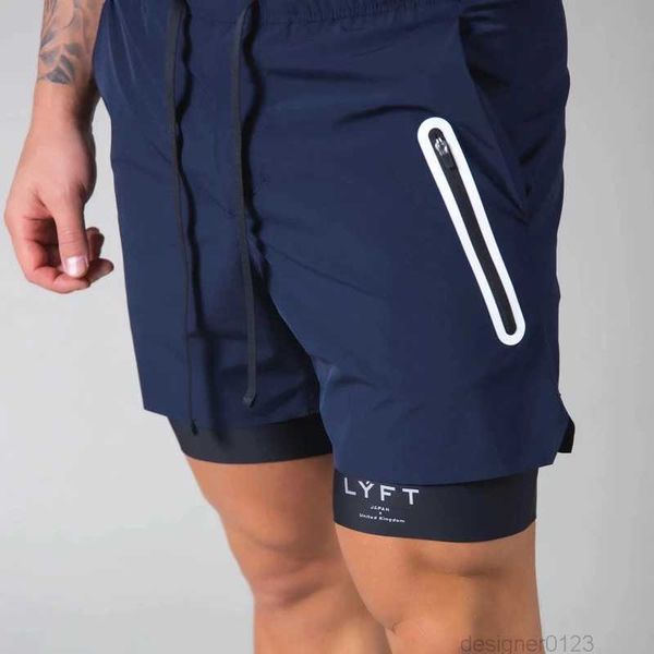 

2022 new summer running shorts men's gym jogging fitness training quick dry bodybuilder men's 2 in 1 navy blue casual shorts, White;black