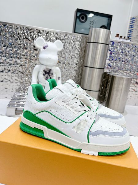 

new designer woman's shoe leather lace up men fashion platform sneakers white black mens 0607