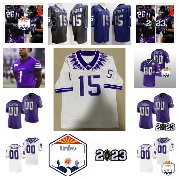 

vrbo fiesta max duggan tcu horned frogs football jersey quentin johnston jordon hudson garrett hayes shadrach banks wes harris chace biddle, Black