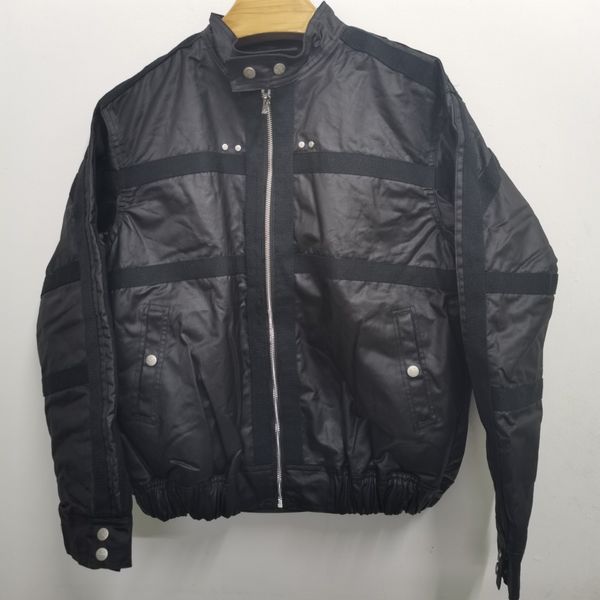 

high streetwear wax coated lacing functional style zipper jacket vibe motorcycle jacket fit fashion jackets, Black;brown