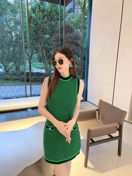 

chan home 2023 summer dresses for women new wool knitted skirt dresses dinner dress knit vest dress party dresses designer fashion dress mot, White;black