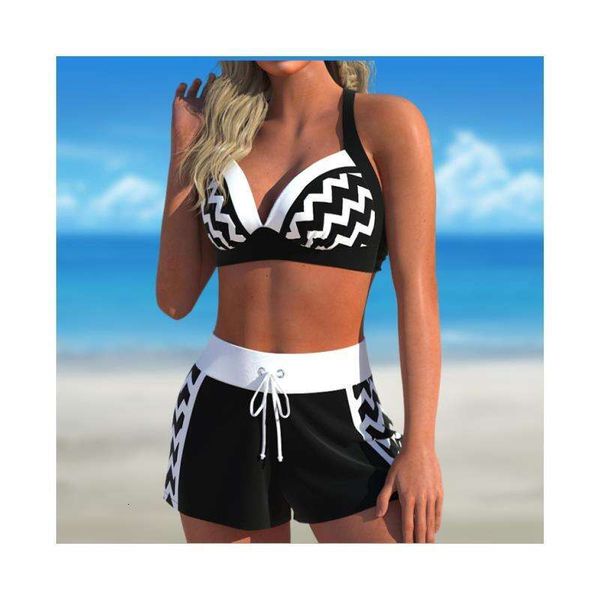

yilin swimsuit womens split conservative bikini, White;black