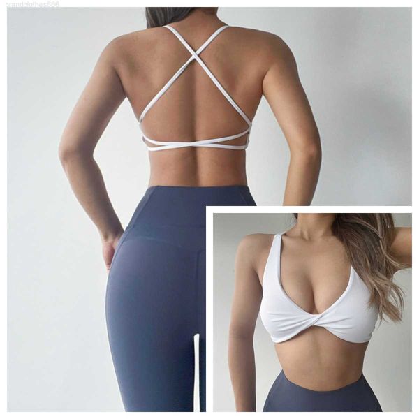 

pilates back yoga breathable tank bra external wear fitness training low cut underwear 987