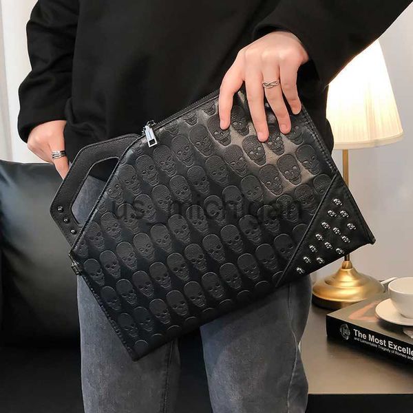 

evening bags ghost head skull clutch men fashion men's clutch bag high capacity crossbody shoulder bag man handbags envelope bag male c