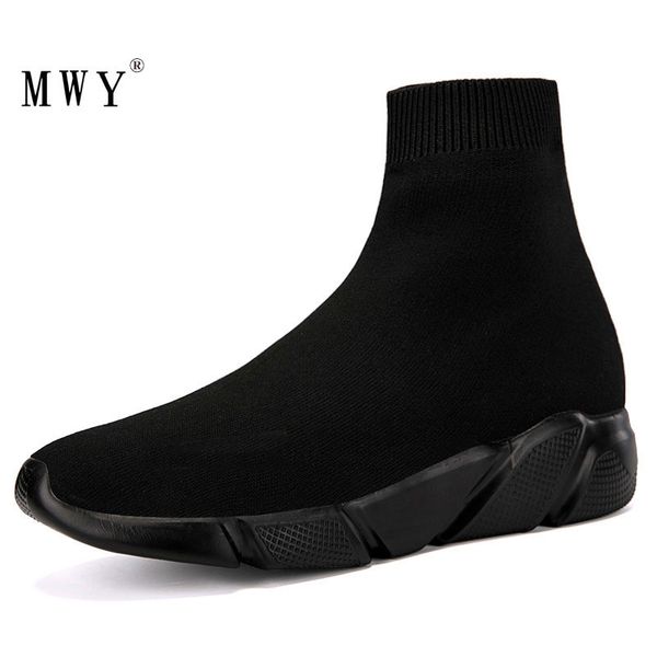 

mwy men high sneakers flying woven socks shoes schoenen mannen black trainers soft comfortable couple casual shoes plus size