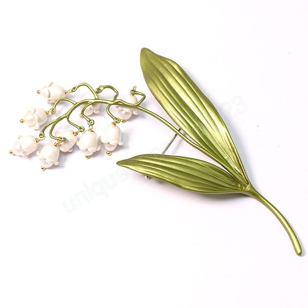 

creative lily of the valley brooch pearl flower corsage brooch pin woman wedding bridesmaid dress lapel pins silk scarf buckle, Gray