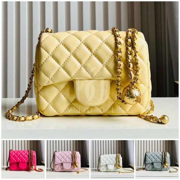 

fashion women's shoulder bag rhombic pattern leather chain crossbody bag luxury designer handbag ladies yellow flap bag collocation sph