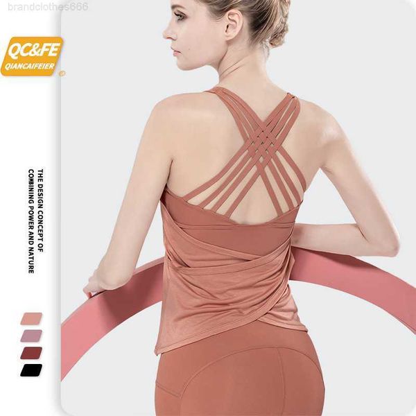 

new fake two-piece sports vest women's fitness running back sports seamless bra loose yoga suit