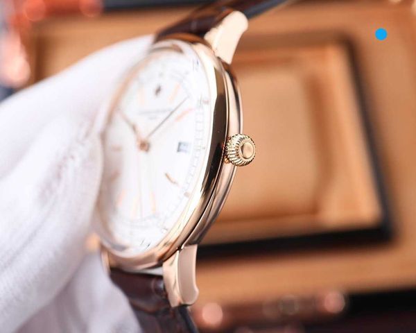 

formal classic luxury wrist watches v c luxu 41mm date 9015 movement concise steady first-choice gift iced out movement watch 2p, Slivery;brown
