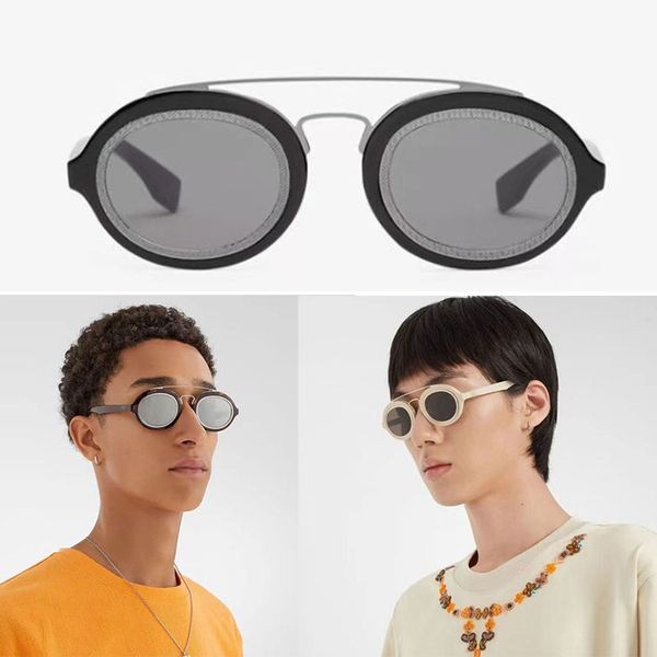 

designer sunglasses brick decorative circular frame fol548 fashionable men and women sunglasses outdoor uv protection style original box, White;black