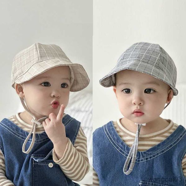 

caps hats 2023 cotton baby plaid hats spring soft baby bonnet cap baby girl newborn hat newborn pgraphy summer hat for kids, Yellow