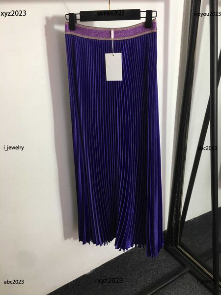 

women designer dress girl skirt shiny elastic waist design dress solid color high waisted pleated half skirt #multiple product, Black