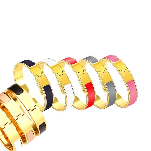 

classic h bracelet 18k gold bangle for men enamel bracelet men bangle women cuff bracelets lover's bracelet12mm wide with gift bag t009, Black