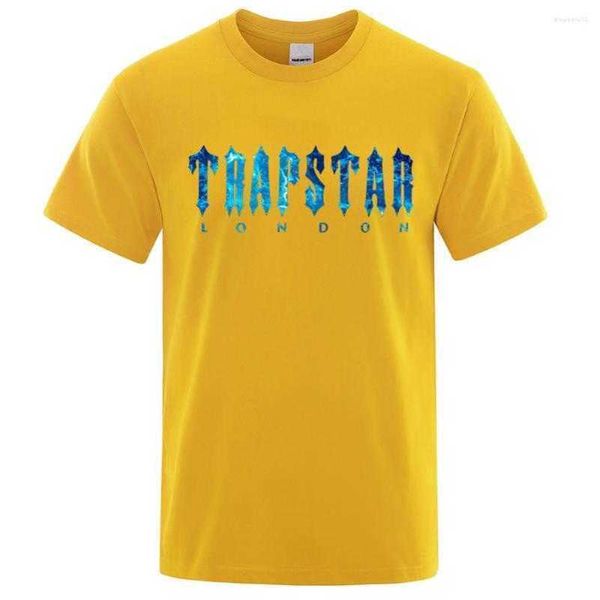 

men's t shirts trapstar london undersea blue printed t-shirt men summer breathable casual short sleeve street oversized cotton brand, White;black