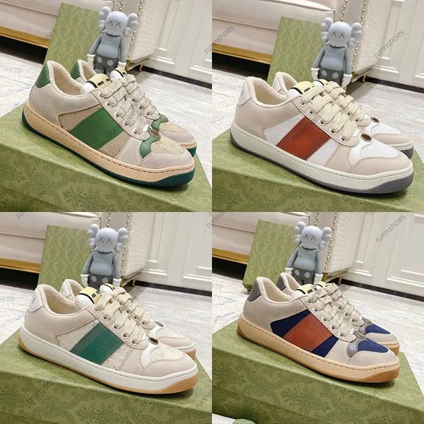 

casual shoes g designer women casual shoes distressed dirty men leather sneakers screen dirty running fashion worn classic size 35-45, Black