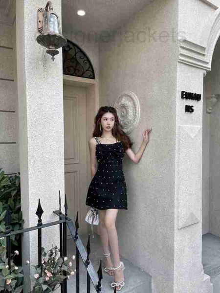 

basic & casual dresses designer high end spring/summer heavy industry senior diamond big bow decorative strap dress oq2w, Black;gray