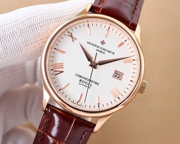 

formal classic luxury wrist watches v c 81180 luxu 40mm 9015 movement concise steady first-choice gift iced out movement watch colors noble, Slivery;brown