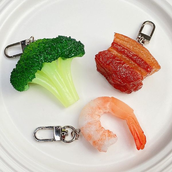 

creative pvc braised pork keychain pendant simulation food funny bag car alloy keychains jewelry gift in bulk, Silver