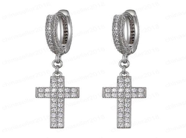 

gold silver colors ice out cz cubic cross earrings for girls women hip hop jewlery nice gift for friend7181503