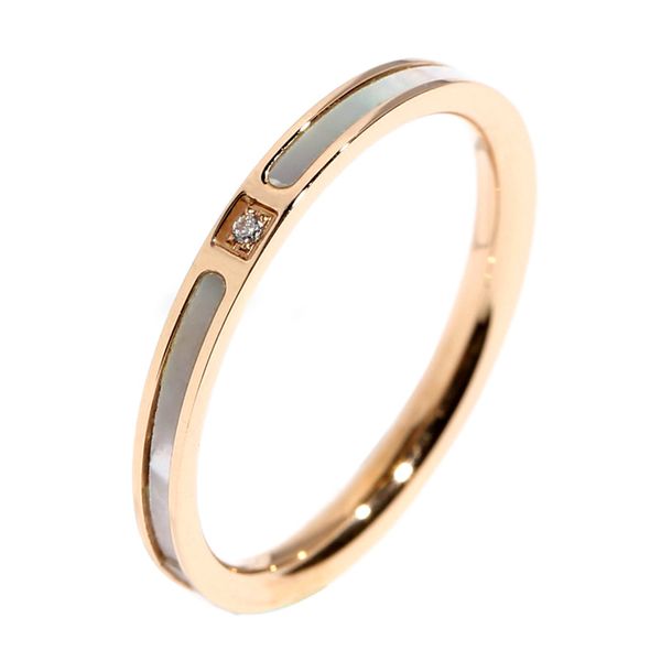 

18k stainless steel love band rings simple korean fashion designer mother of pearl ring with shining diamond crystal jewelry for wedding par, Silver