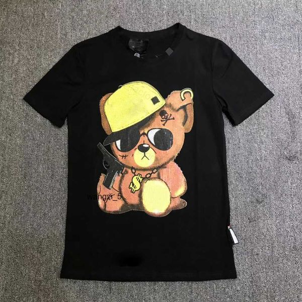 

phillip plain men designer pp skull diamond t shirt short sleeve dollar brown bear brand tee o-neck skulls tshirt tees 1 zb2y wer4, White;black