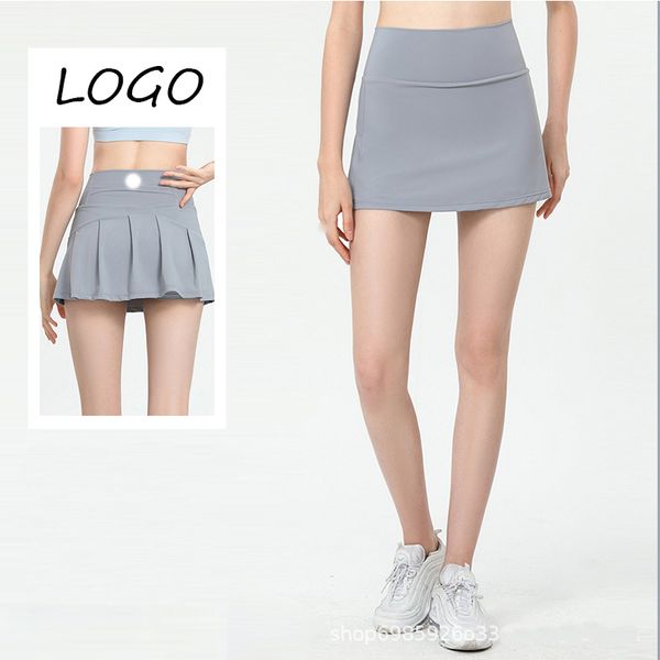 

women's activewear yoga outfits al tennis skirt women fake two pieces of anti-travel light speed dry fitness high waist yoga running ha