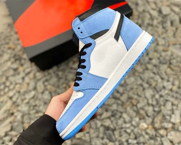 

classical designer men women basketball shoes jumpman 1s high blue white black designer sports shoes outdoor sneakers with original box and