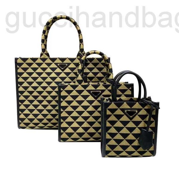 

embroidered fabric tote bag women handbags shoulder crossbody bags geometric real leather handle strap large capacity fashion shopping bag w
