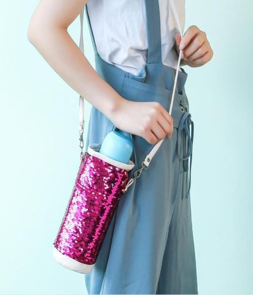 

sequins water bottle bag double color cup backpacks vacuum cup water bottle bags children cross body cup bags wy382w5162422