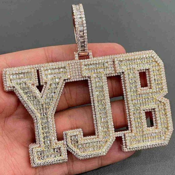 

hip hop jewelry custom name letter ice out zircon vvs moissanite pendant necklace personality necklace, Silver