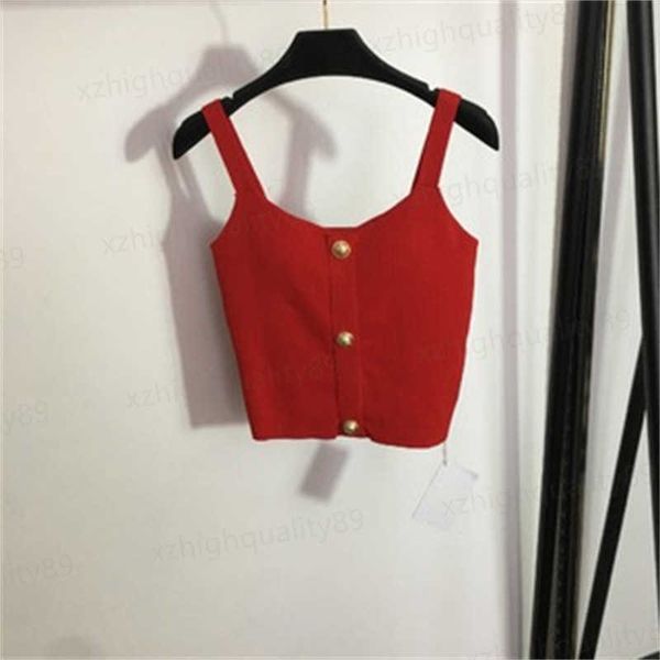 

fashion brand women tank knit camis customized metal button decoration camisole crop classic daily casual tanks designer womens clothes, White
