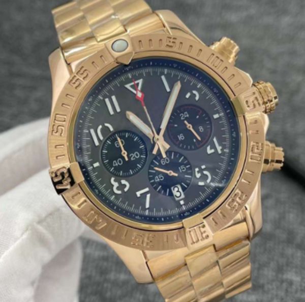 

luxury watches japan super vk movement quartz chronograph 45mm avenger hurricane sea1884 stainless steel wristwatches designer, Slivery;brown
