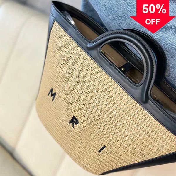 

summer designer marn basket shoulder for women rattan bag fashion ladies straw bags wrapped beach handbags totes