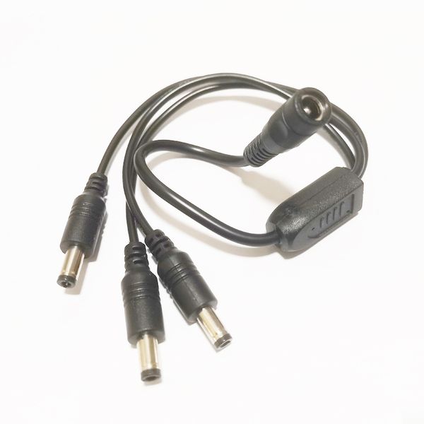 

dc power 1 female to 3 male splitter adapter cable 5.5x2.1mm strip for cctv camera/dhl / 300pcs