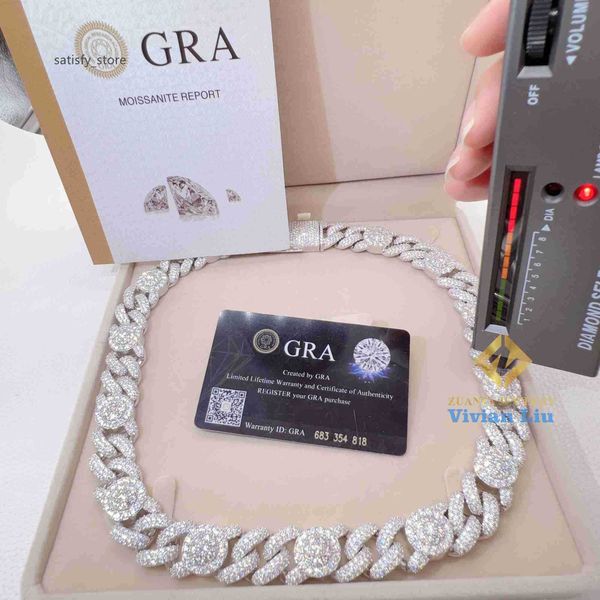 

design mens necklace sterling silver 925 vvs moissanite iced out hip fine jewelry miami cuban link chain